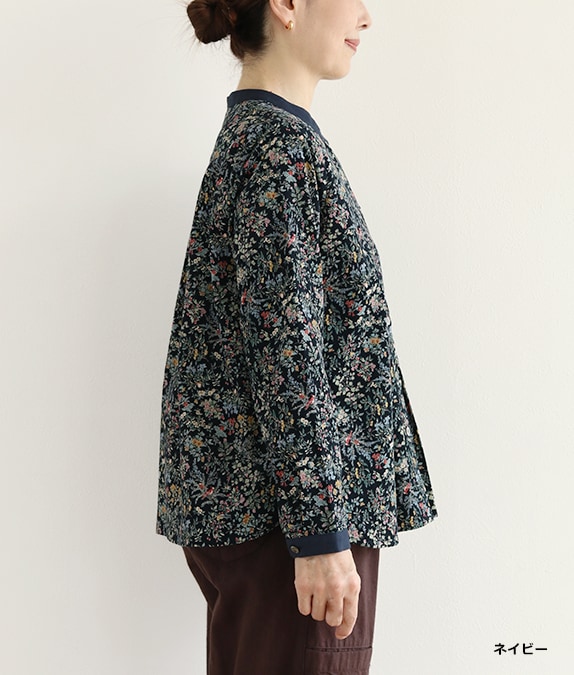 【SALE40％OFF】花と鳥のコーデュロイブラウス