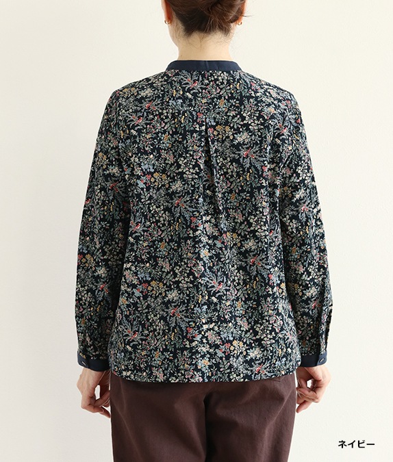 【SALE40％OFF】花と鳥のコーデュロイブラウス