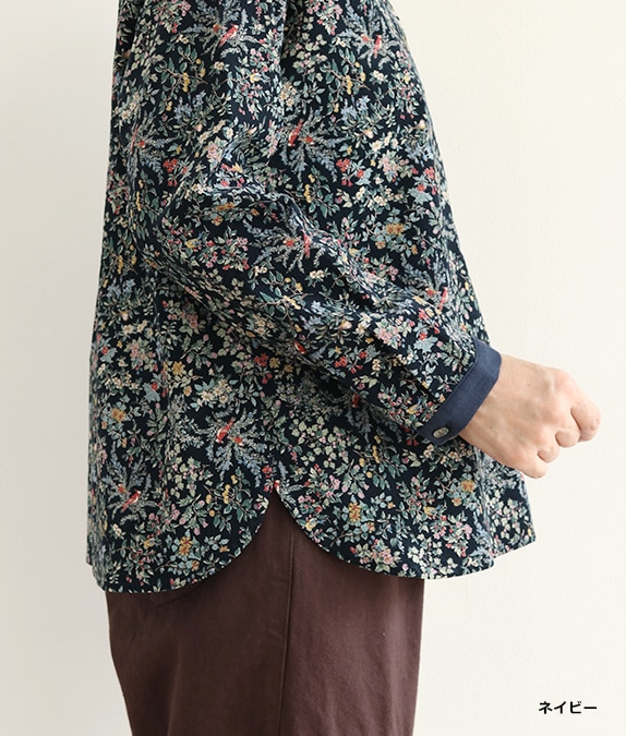 【SALE40％OFF】花と鳥のコーデュロイブラウス