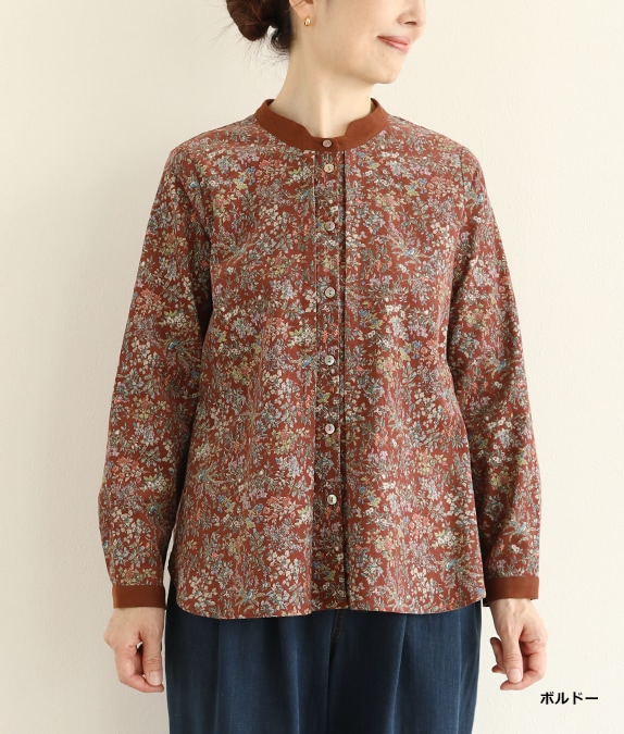 【SALE40％OFF】花と鳥のコーデュロイブラウス