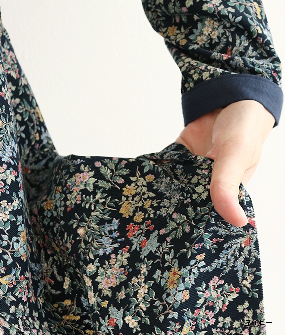 【SALE40％OFF】花と鳥のコーデュロイブラウス