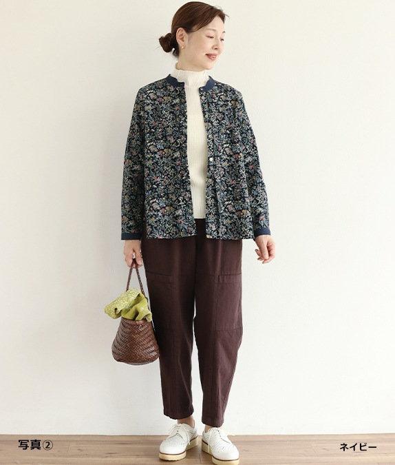 【SALE40％OFF】花と鳥のコーデュロイブラウス