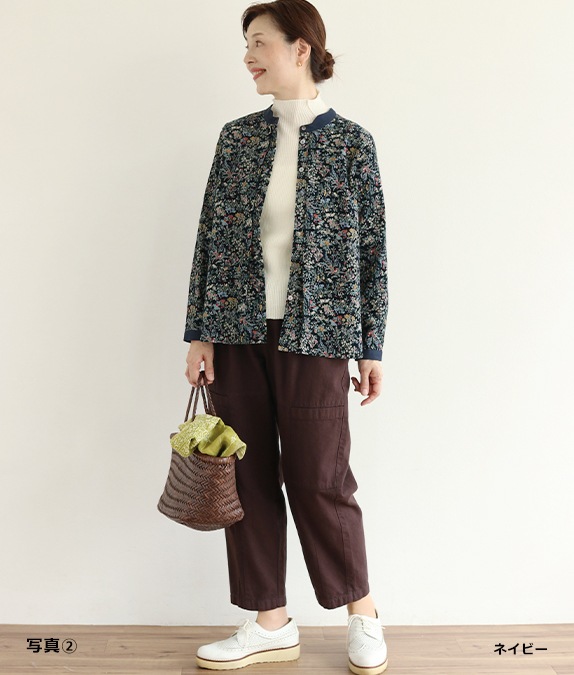 【SALE40％OFF】花と鳥のコーデュロイブラウス