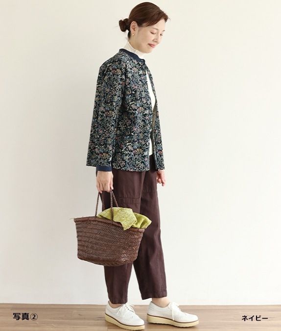 【SALE40％OFF】花と鳥のコーデュロイブラウス