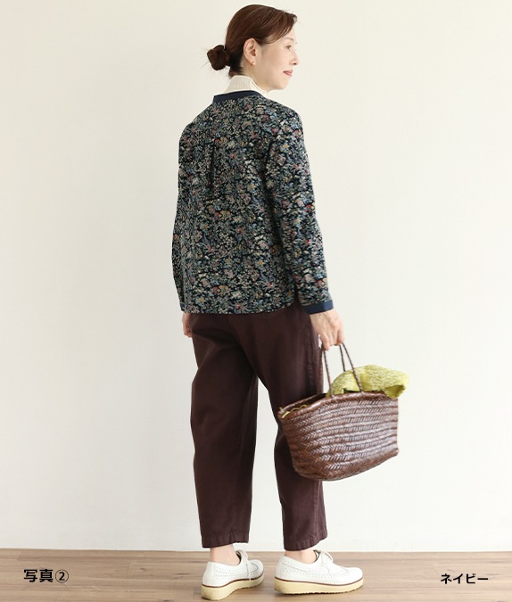 【SALE40％OFF】花と鳥のコーデュロイブラウス