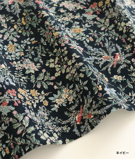 【SALE40％OFF】花と鳥のコーデュロイブラウス