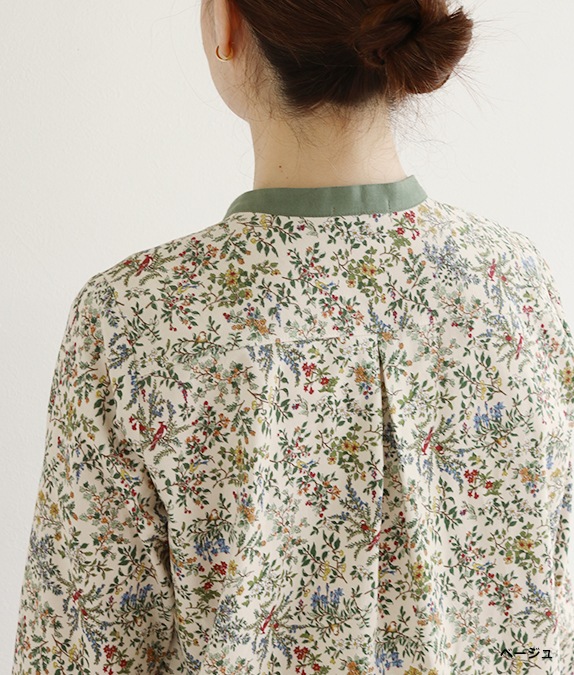【SALE40％OFF】花と鳥のコーデュロイブラウス
