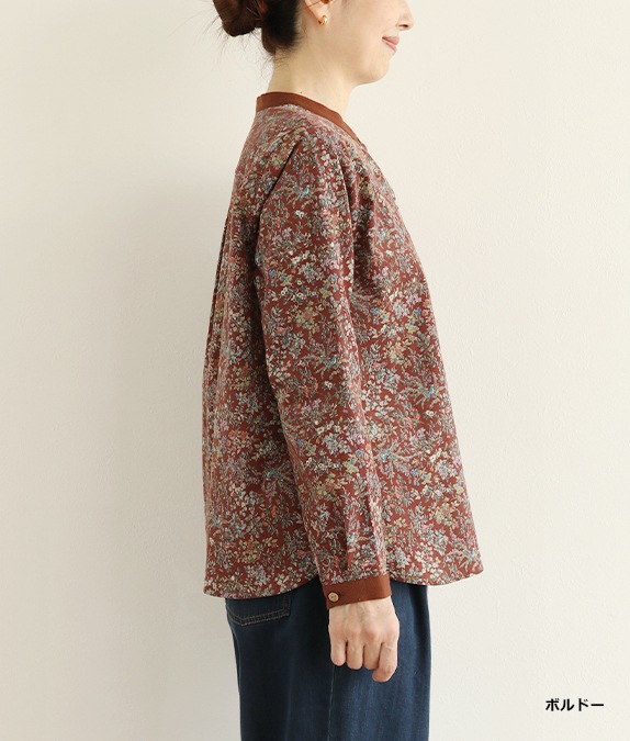 【SALE40％OFF】花と鳥のコーデュロイブラウス