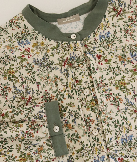【SALE40％OFF】花と鳥のコーデュロイブラウス