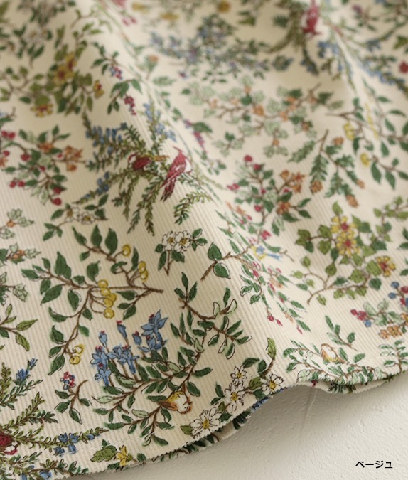 【SALE40％OFF】花と鳥のコーデュロイブラウス
