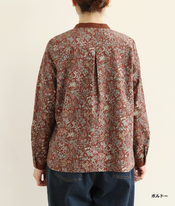 【SALE40％OFF】花と鳥のコーデュロイブラウス