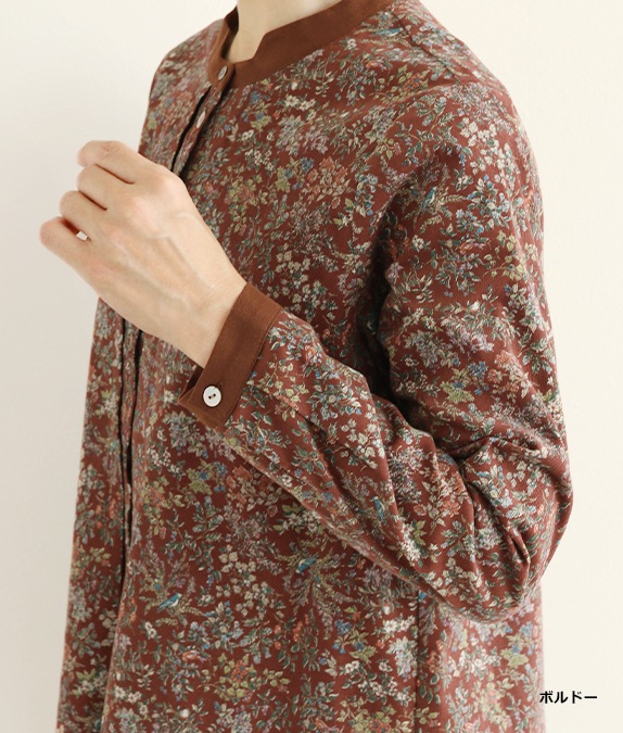 【SALE40％OFF】花と鳥のコーデュロイブラウス