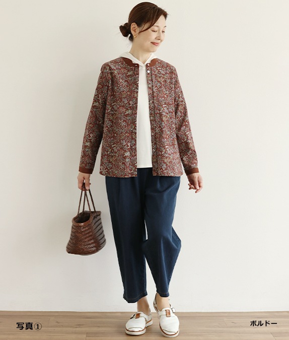 【SALE40％OFF】花と鳥のコーデュロイブラウス