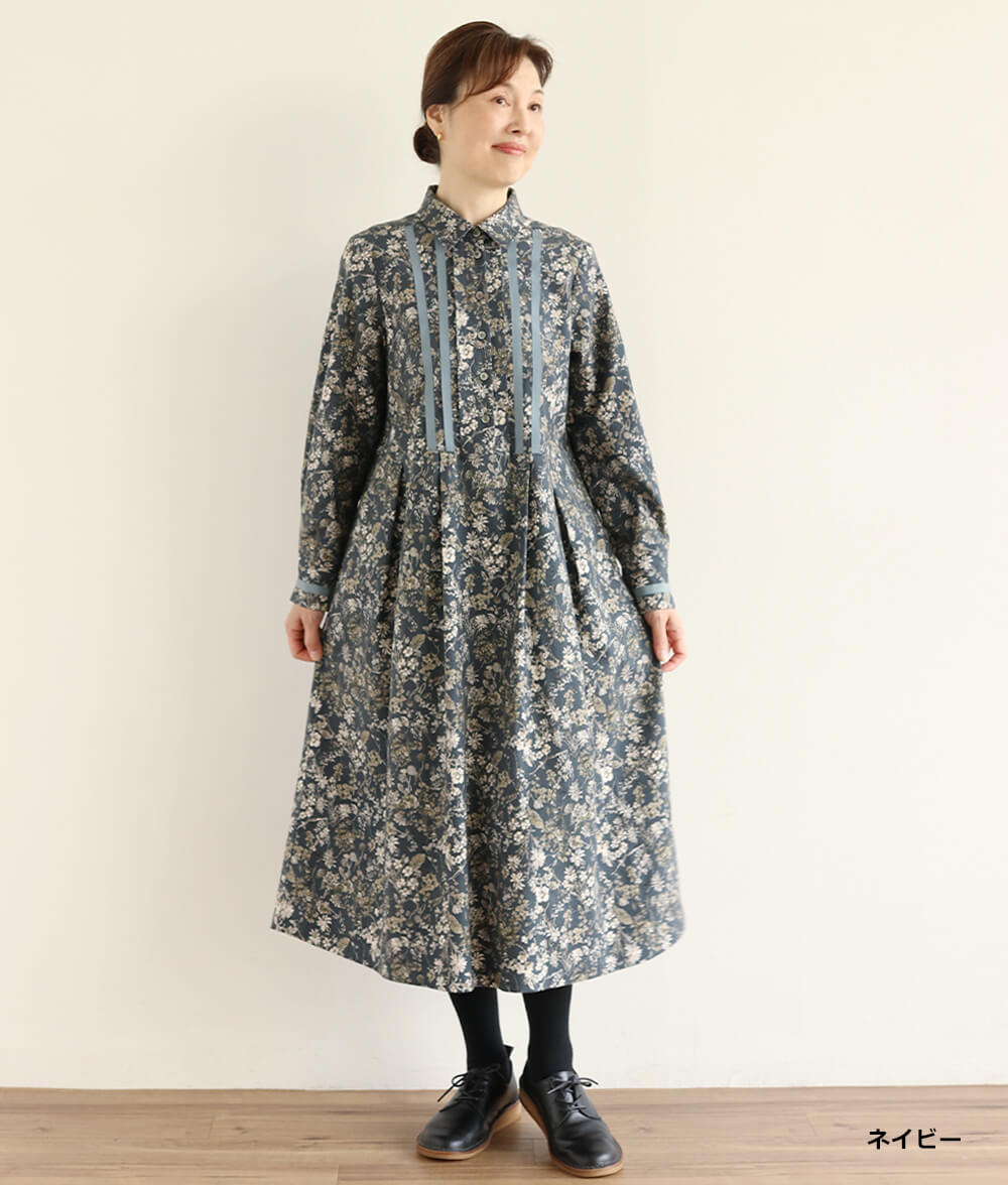 20ビエラ起毛花柄ワンピース