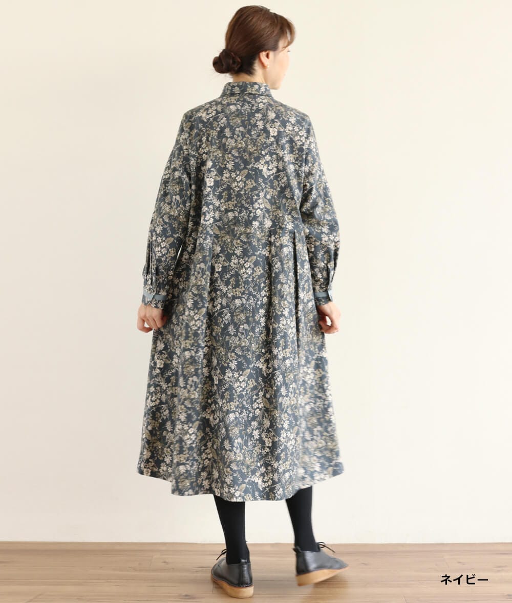 20ビエラ起毛花柄ワンピース