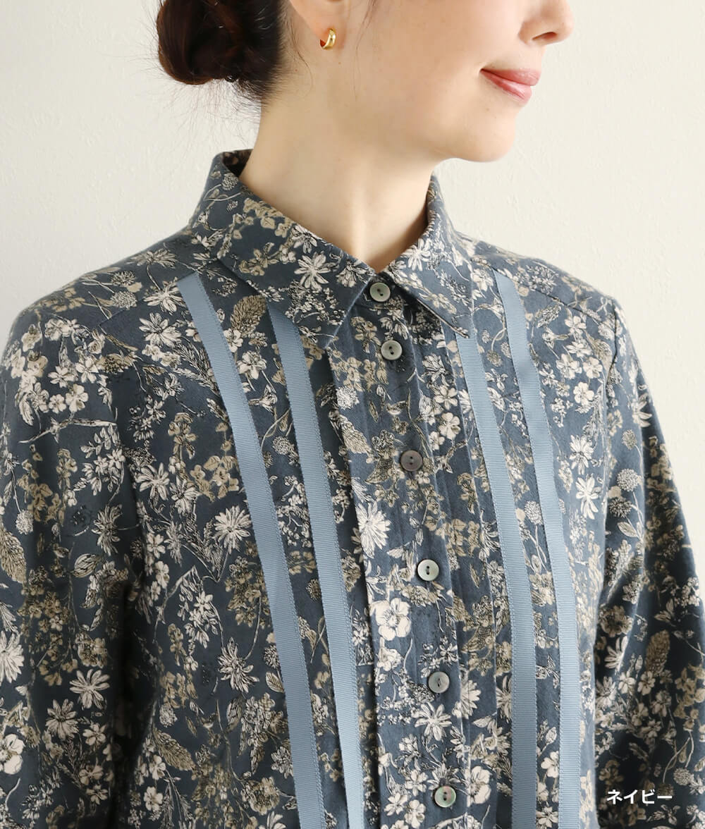 20ビエラ起毛花柄ワンピース