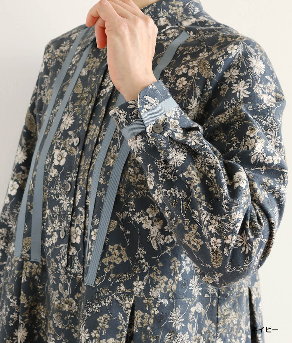 20ビエラ起毛花柄ワンピース