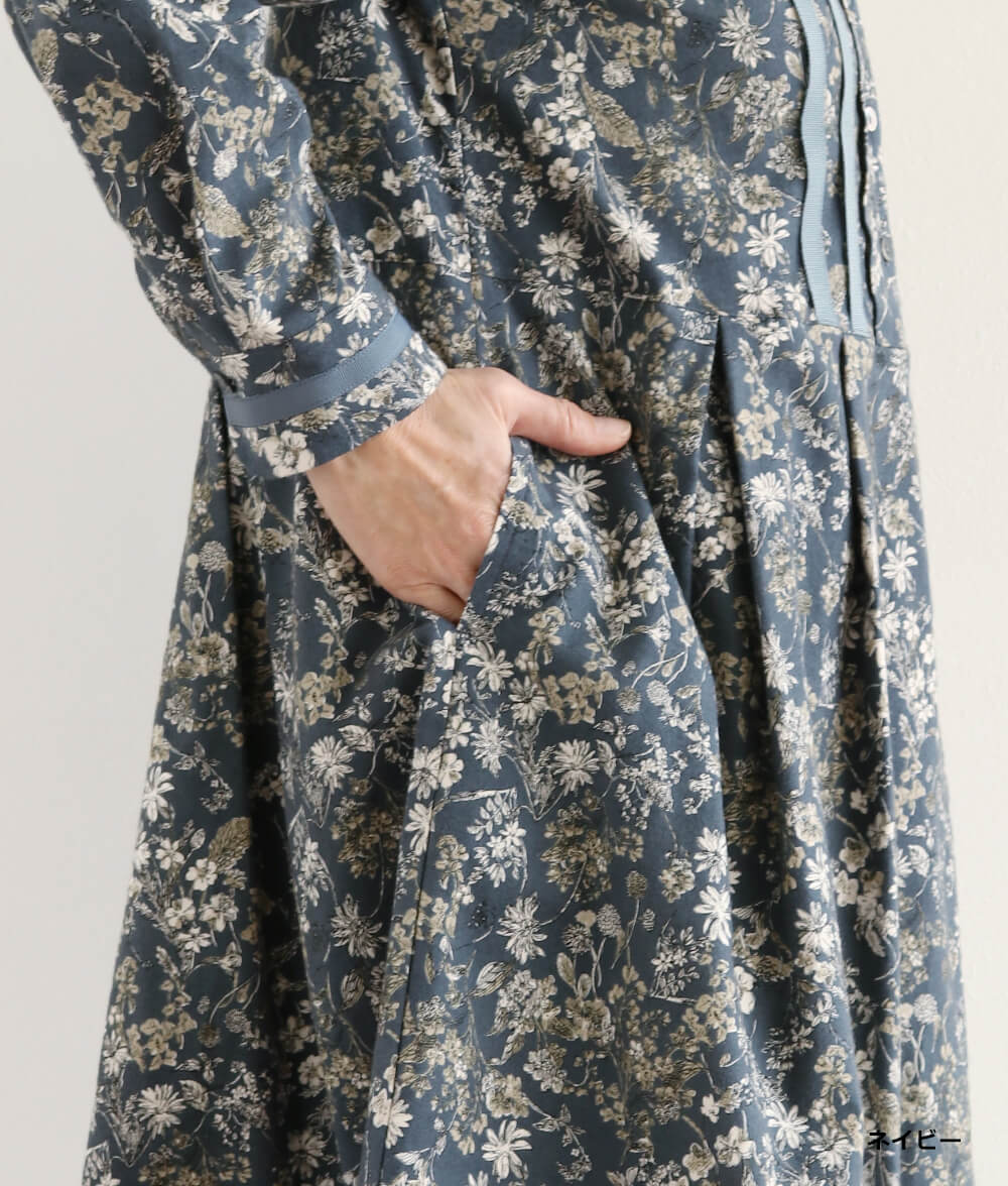 20ビエラ起毛花柄ワンピース