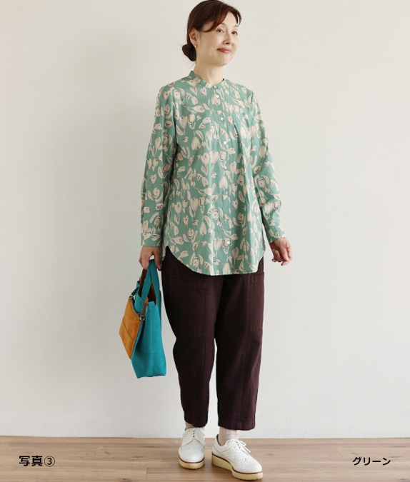AE フラワーブラウス 水彩タッチフラワーブラウスl 50代・60代からの婦人服 オルウェイズ