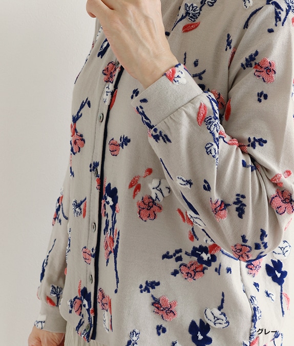 【SALE40％OFF】フラワーベロアカーディガン
