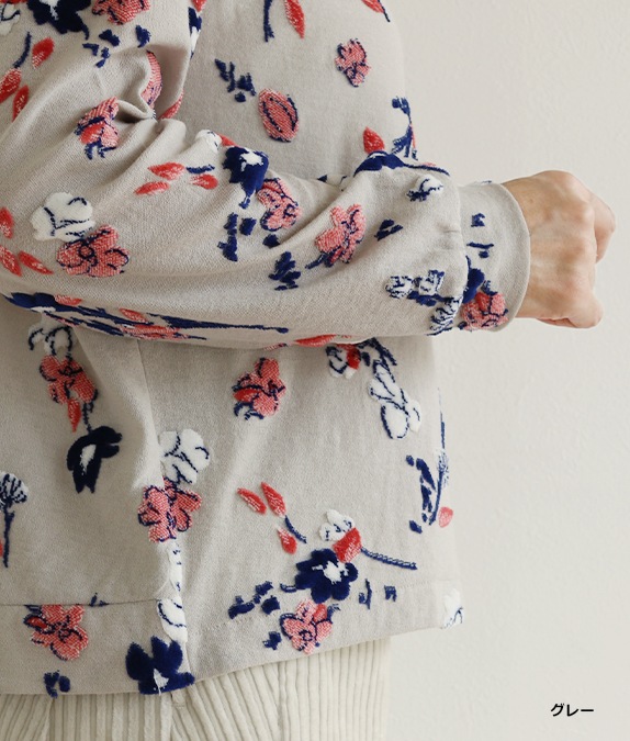【SALE40％OFF】フラワーベロアカーディガン