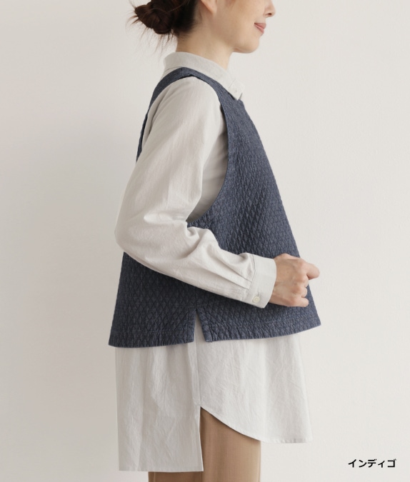 【SALE20%OFF】キルト風デニムベスト