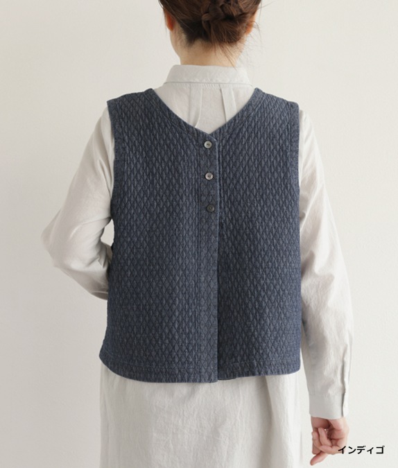 【SALE20%OFF】キルト風デニムベスト