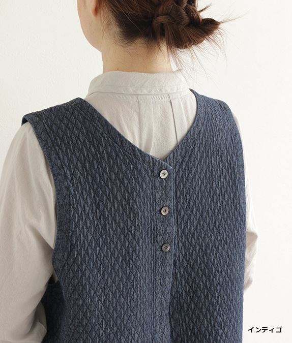 【SALE20%OFF】キルト風デニムベスト