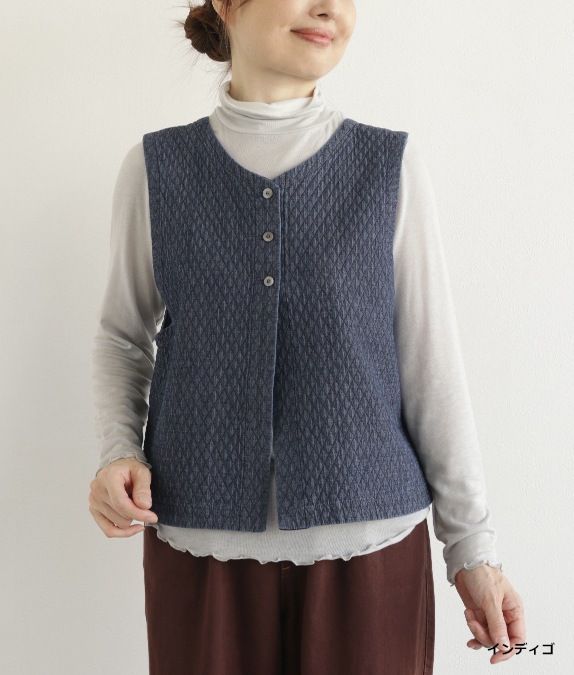 【SALE20%OFF】キルト風デニムベスト