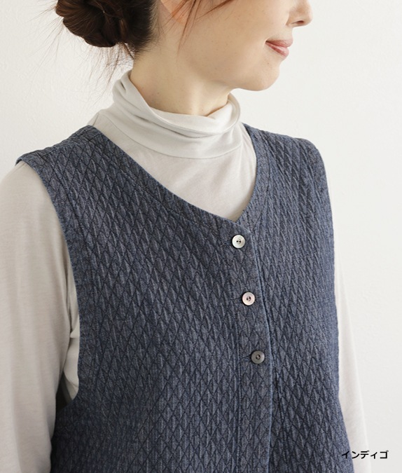 【SALE20%OFF】キルト風デニムベスト