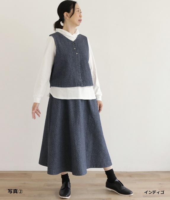 【SALE20%OFF】キルト風デニムベスト