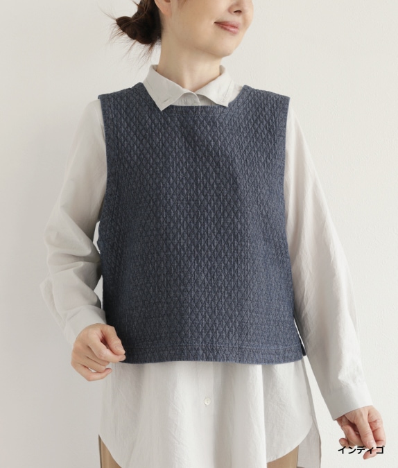 【SALE20%OFF】キルト風デニムベスト