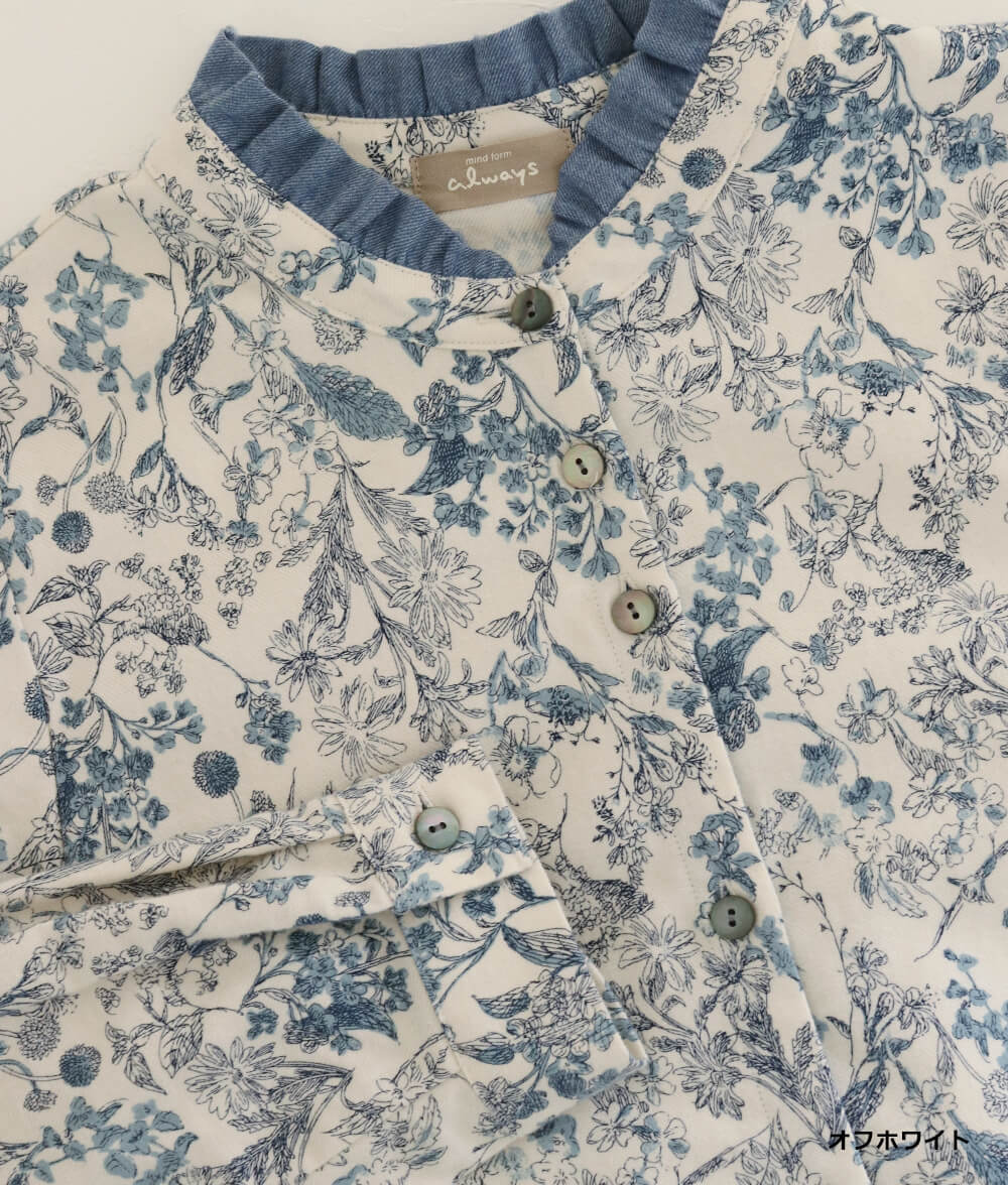 20ビエラ起毛花柄ブラウス