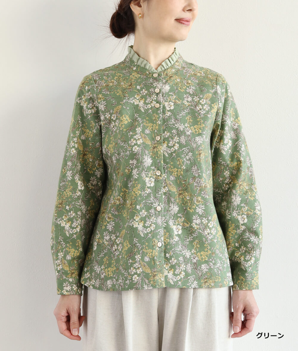 20ビエラ起毛花柄ブラウス