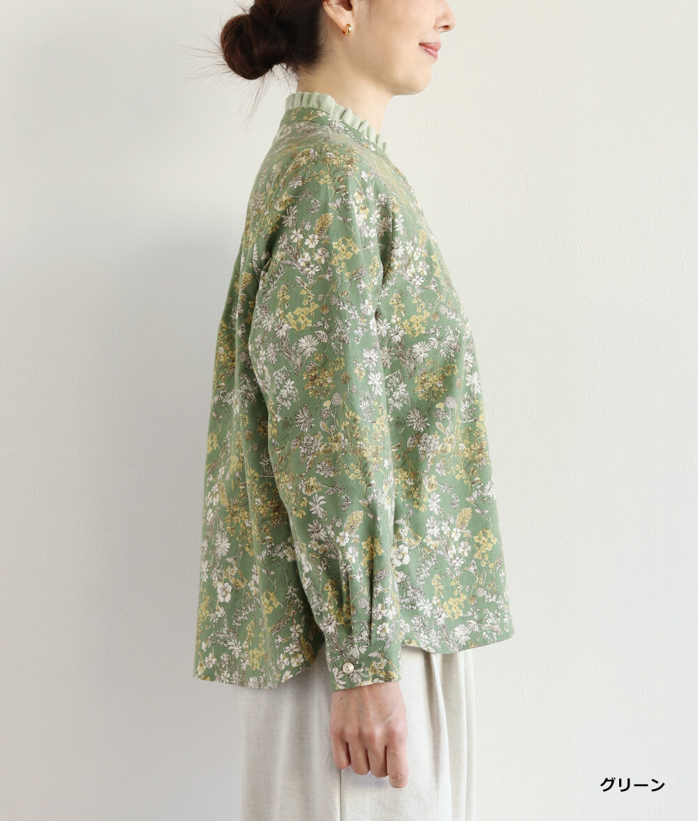 20ビエラ起毛花柄ブラウス