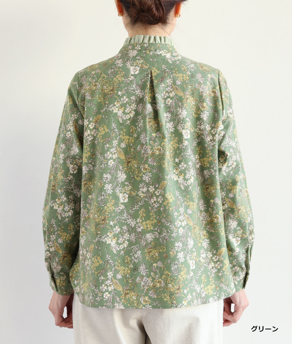 20ビエラ起毛花柄ブラウス