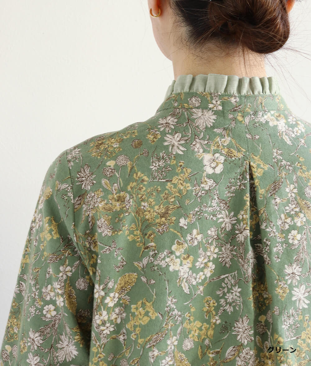 20ビエラ起毛花柄ブラウス