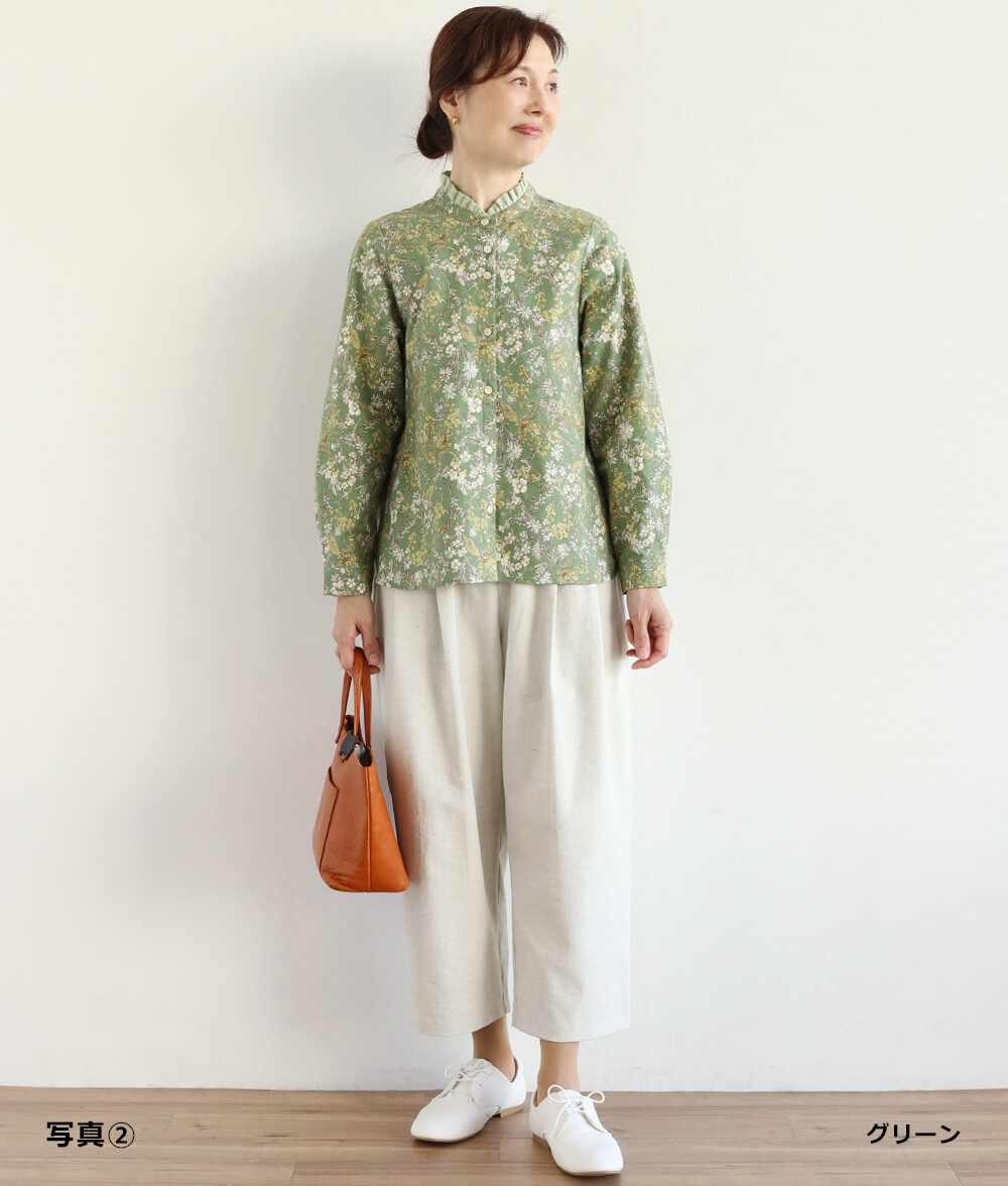 20ビエラ起毛花柄ブラウス