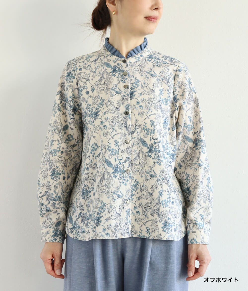 20ビエラ起毛花柄ブラウス