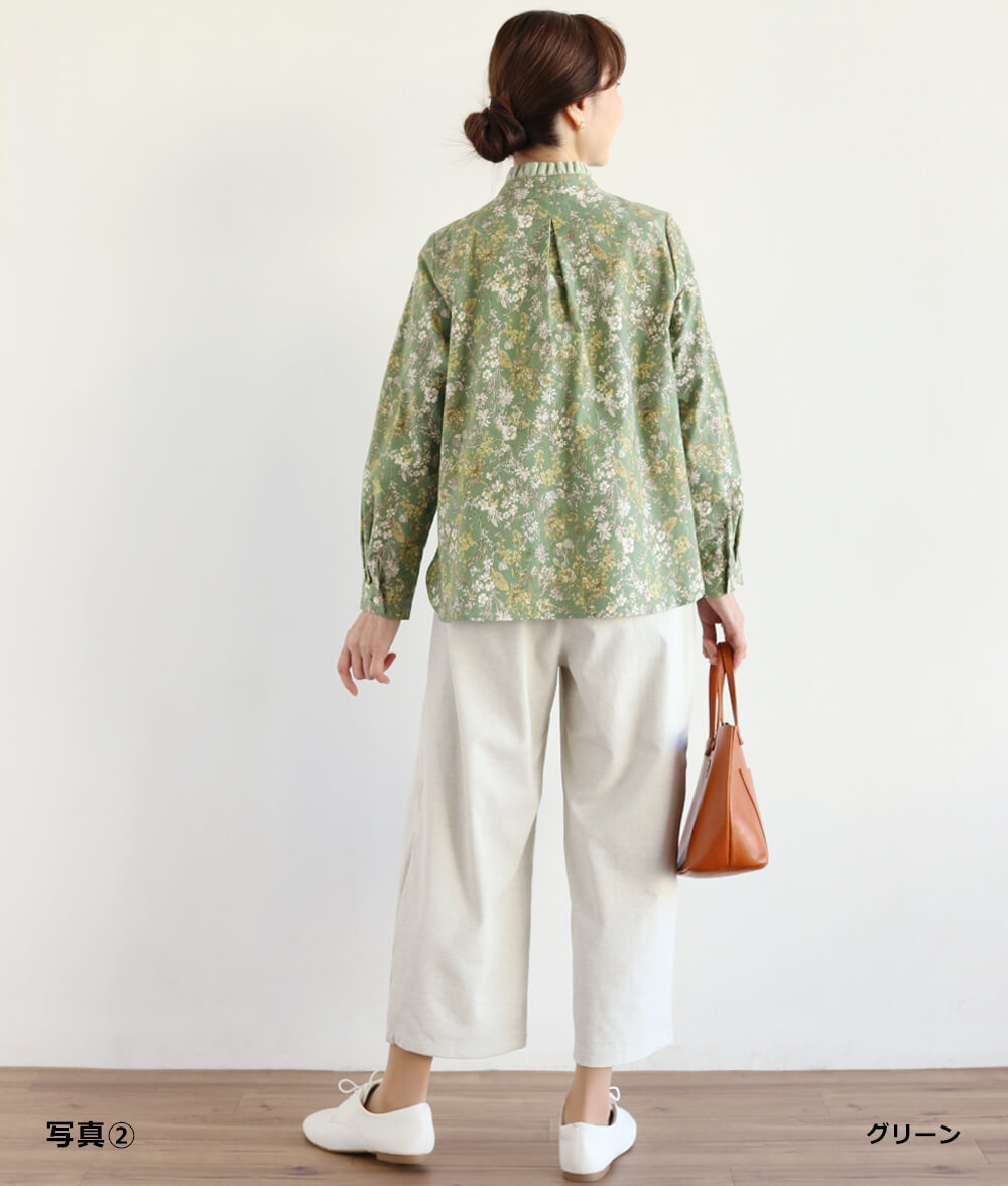 20ビエラ起毛花柄ブラウス