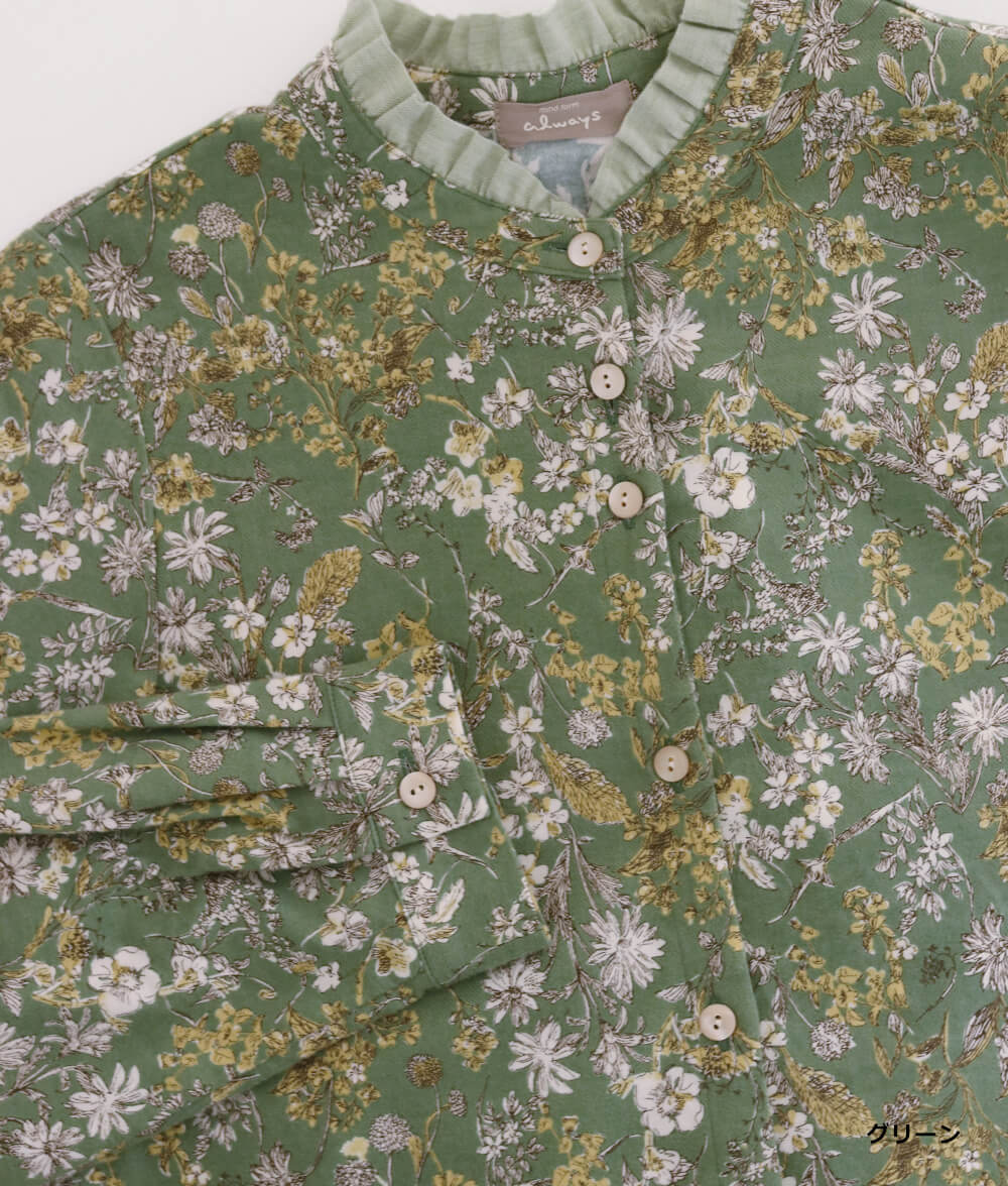 20ビエラ起毛花柄ブラウス