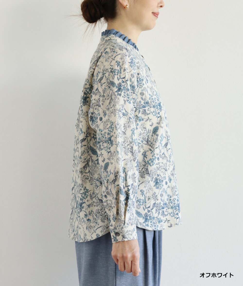 20ビエラ起毛花柄ブラウス