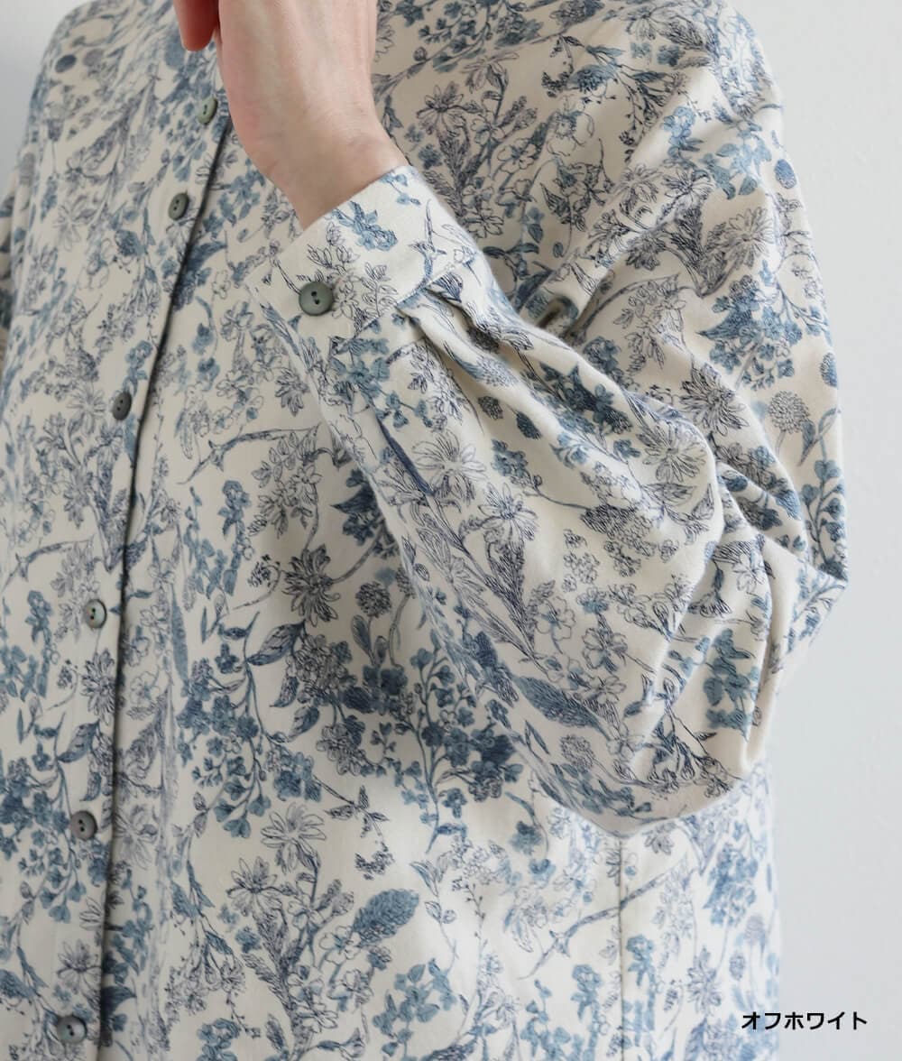 20ビエラ起毛花柄ブラウス