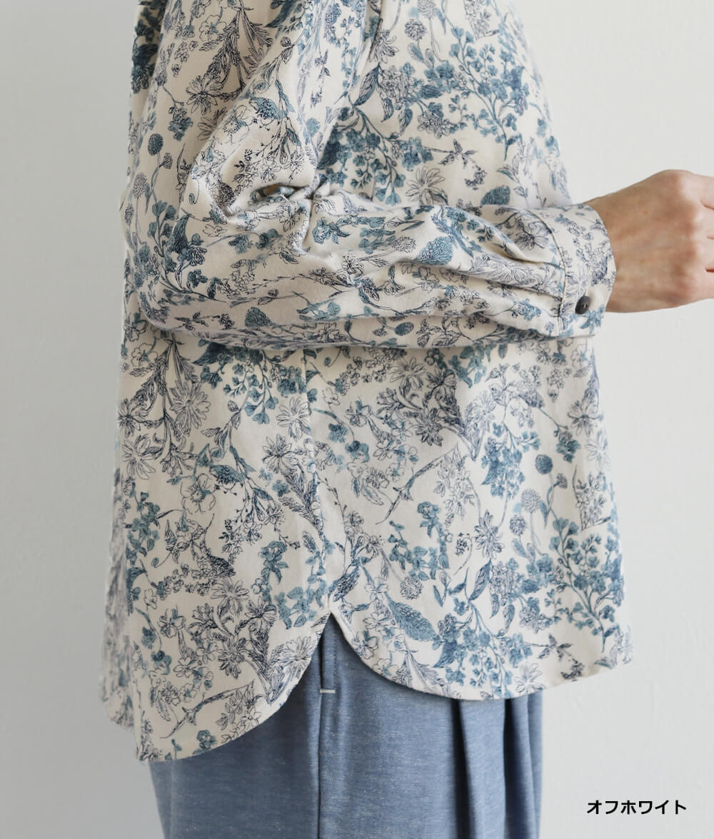 20ビエラ起毛花柄ブラウス