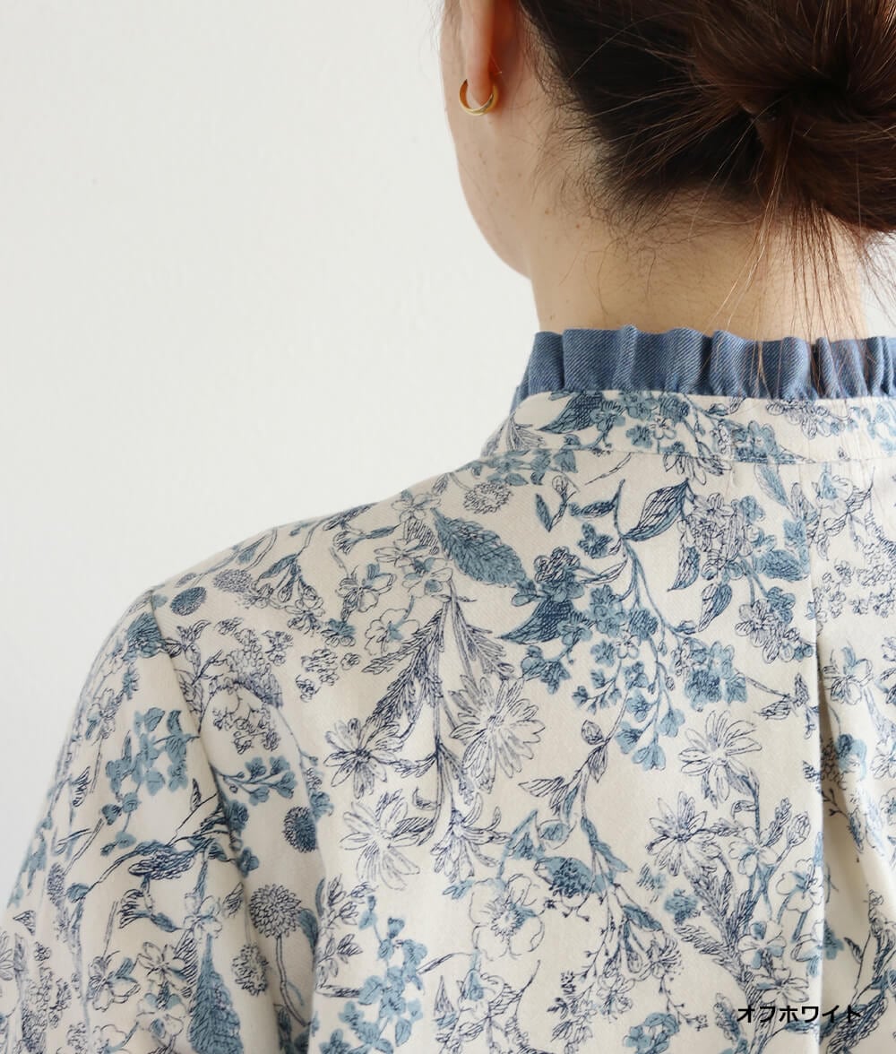 20ビエラ起毛花柄ブラウス