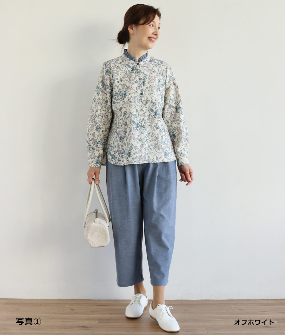 20ビエラ起毛花柄ブラウス