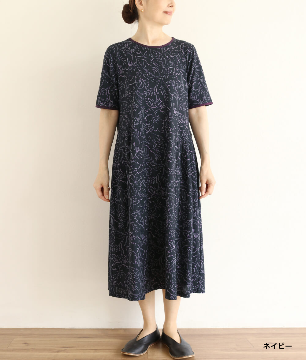 ラインフラワーワンピースl 50代・60代からの婦人服 オルウェイズ公式