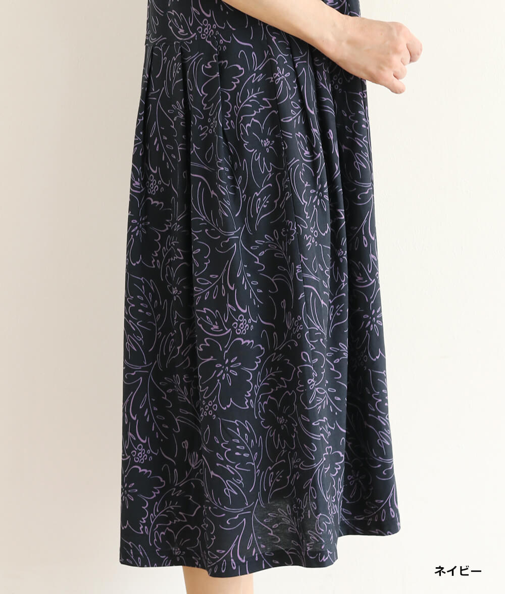 【SALE20%OFF】ラインフラワーワンピース