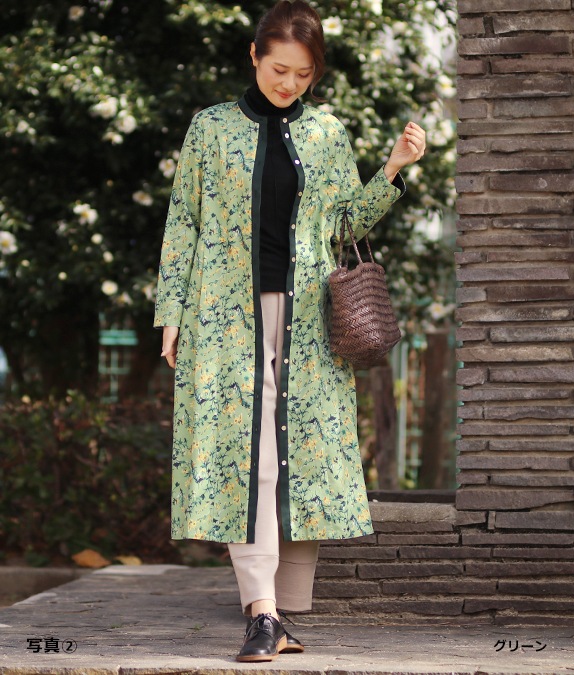 コットンビエラフラワーワンピースl 40代・50代からの婦人服