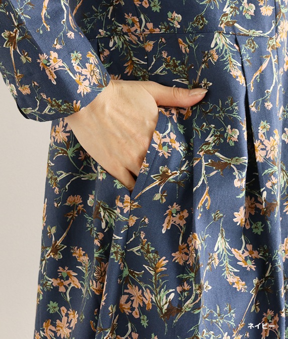 コットンビエラフラワーワンピースl 40代・50代からの婦人服